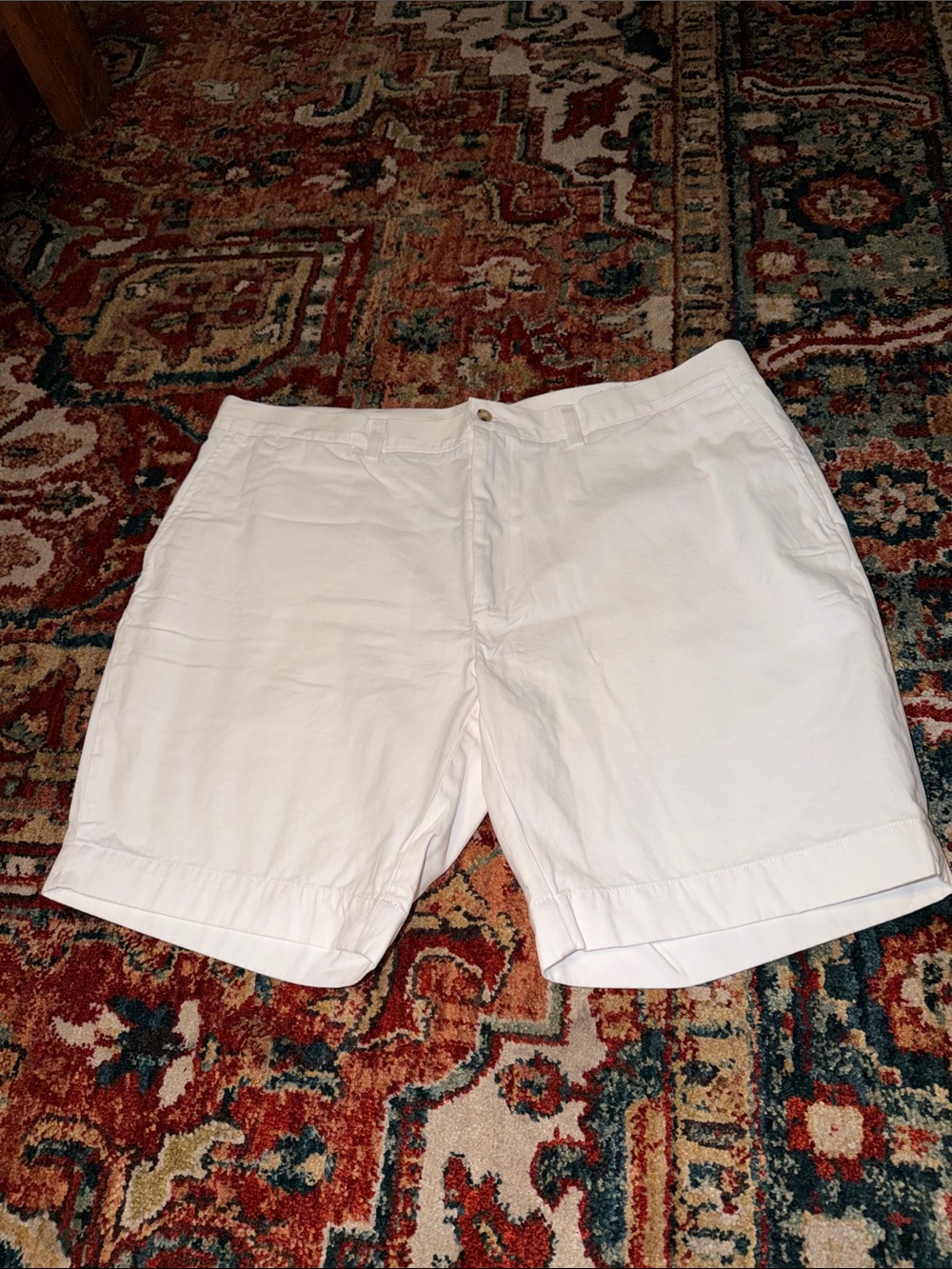 Ralph Lauren White Flat-Front Cotton Shorts